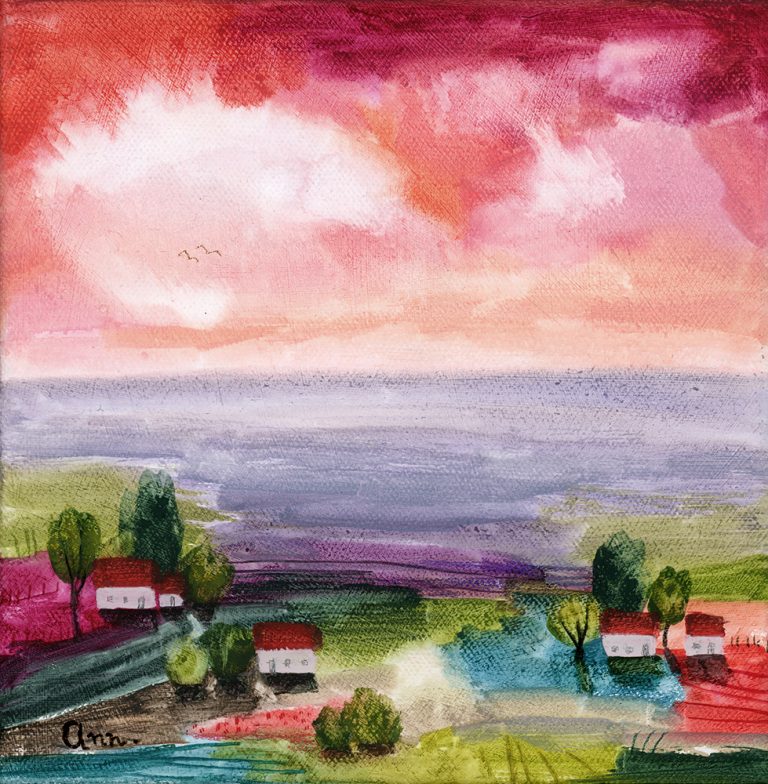 gouache landscape on canvas