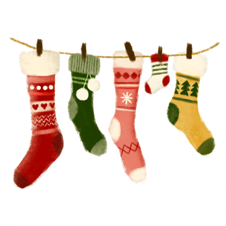 christmas socks, digital illustration