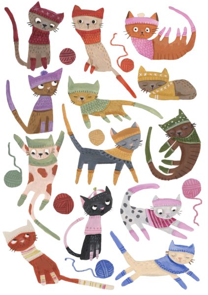 kitten, gouache on paper, ann december illustration