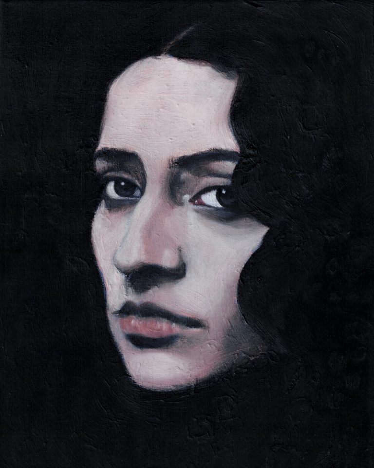 portrait of a woman, dark - oil on canvas